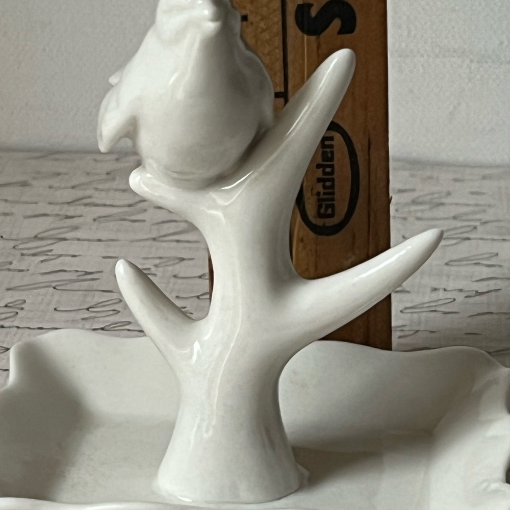 Ring Holder Ceramic, White Bird Bath Jewelry Dish Tray - Picture 3 of 6